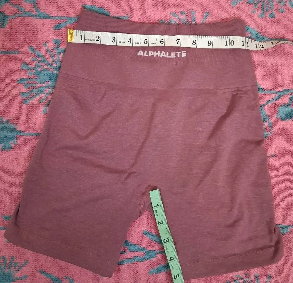 Alphalete womens small bike shorts leggings runningathletic dusty rose seamless